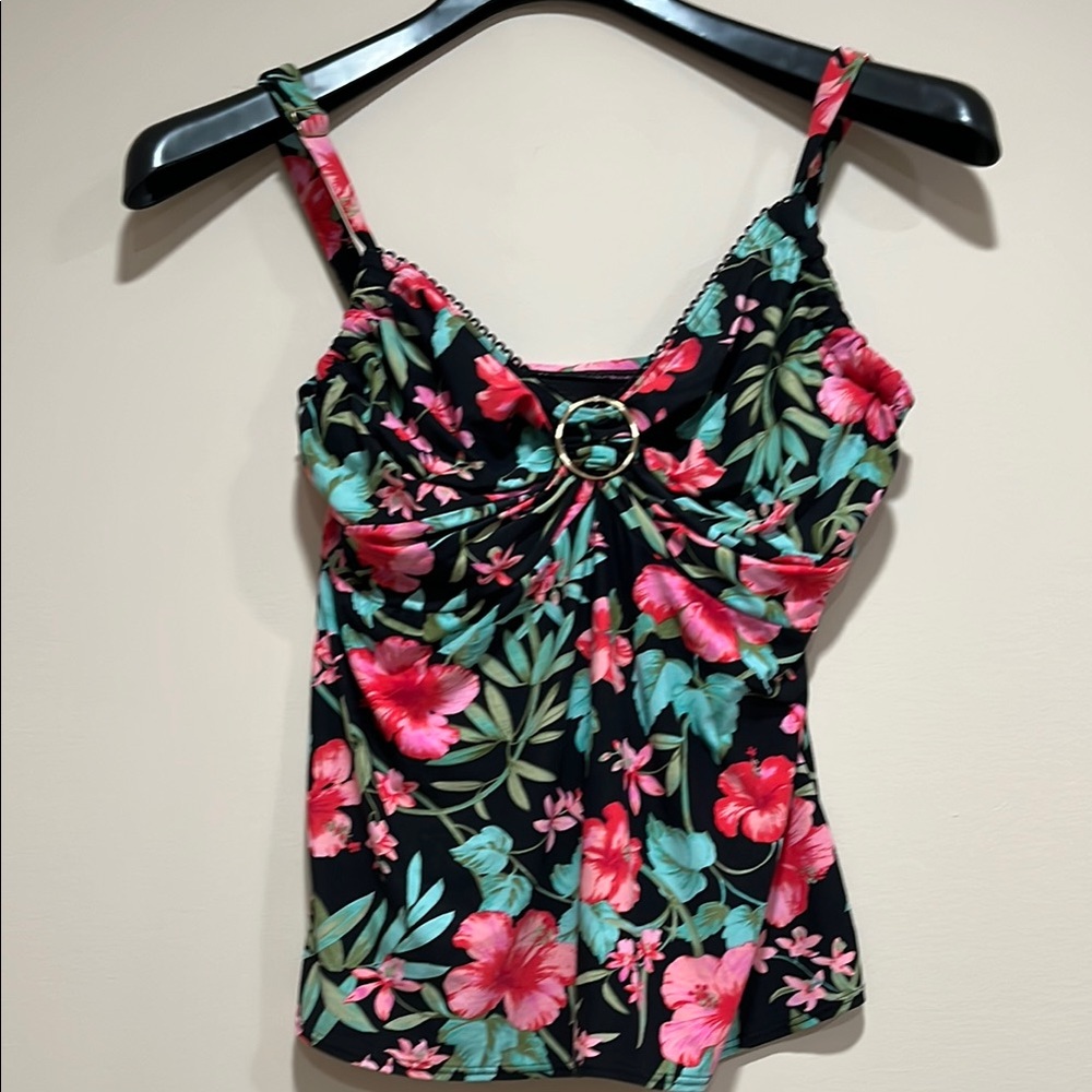 Coco Reef Black and Pink Ruched Camisole